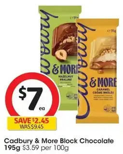Coles Cadbury & More Block Chocolate offer