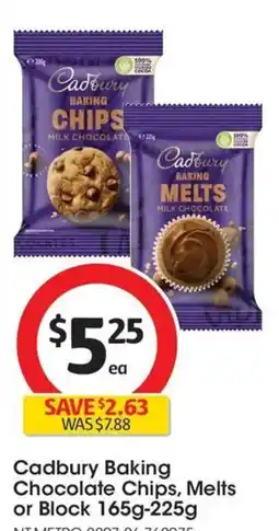 Coles Cadbury Baking Chocolate Chips, Melts or Block offer
