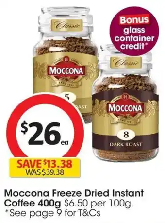 Coles Moccona Freeze Dried Instant Coffee offer