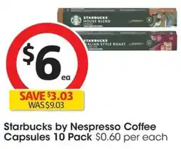 Coles Starbucks by Nespresso Coffee Capsules 10 Pack offer