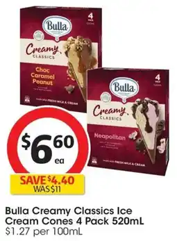 Coles Bulla Creamy Classics Ice Cream Cones offer