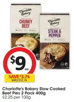 Coles Charlotte's Bakery Slow Cooked Beef Pies offer