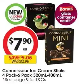Coles Connoisseur Ice Cream Sticks offer