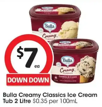 Coles Bulla Creamy Classics Ice Cream Tub offer