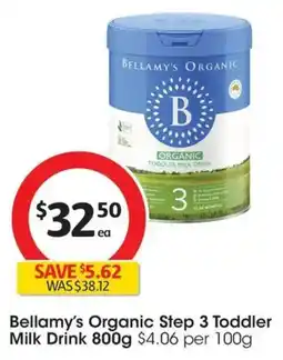 Coles Bellamy's Organic Step 3 Toddler Milk Drink offer