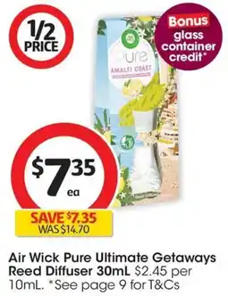 Coles Air Wick Pure Ultimate Getaways Reed Diffuser offer