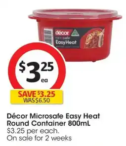 Coles Décor Microsafe Easy Heat Round Container offer