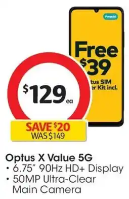 Coles Optus X Value 5G offer