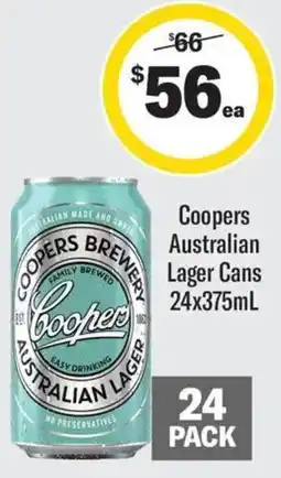 Coles Coopers Australian Lager Cans offer