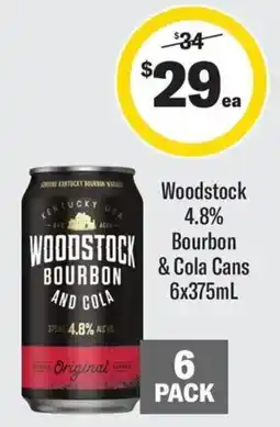 Coles Woodstock bourbon & cola cans offer