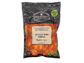 Foodland Our kitchen fully cooked buffalo or sweet thai chilli drumsticks or wing nibbles 1kg offer