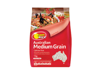 Foodland Sunrice white or brown medium grain rice 1kg offer