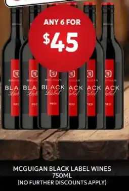 Harry Brown Mcguigan black label wines offer