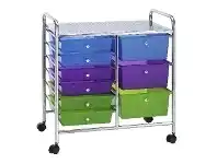 Officeworks J.Burrows 9 Drawer Chrome Trolley Multi-coloured offer