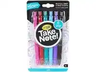 Officeworks Crayola Take Note Washable Gel Pens 6 Pack offer