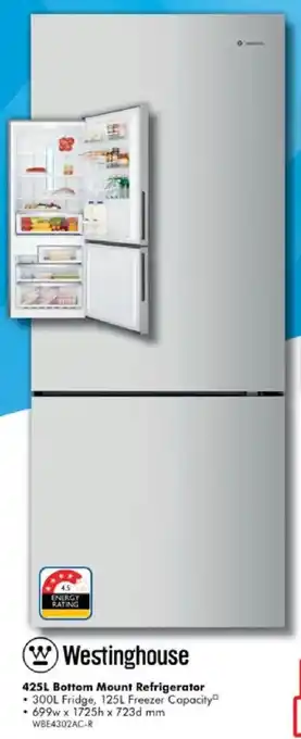 Westinghouse 425L Bottom Mount Refrigerator