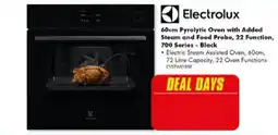 The Good Guys Electrolux 60cm Pyrolytic Oven with Added Steam and Food Probe, 22 Function, 700 Series - Black offer