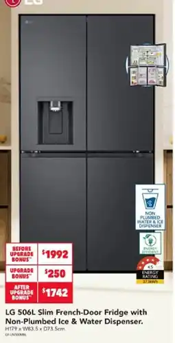 Harvey Norman LG 506L Slim French-Door Fridge with Non-Plumbed Ice & Water Dispenser offer
