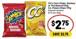 Ritchies CC's Corn Chips, Samboy or The Natural Chip Co. Potato Chips offer