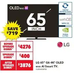 Harvey Norman LG 65" G6 4K" OLED evo AI Smart TV offer