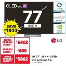 Harvey Norman LG 77" G6 4K" OLED evo AI Smart TV offer