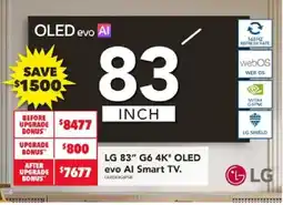 Harvey Norman LG 83" G6 4K" OLED evo AI Smart TV offer