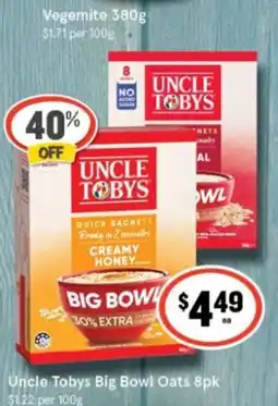 IGA Uncle Tobys Big Bowl Oats offer