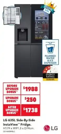 Harvey Norman LG 635L Side-By-Side InstaView™ Fridge offer