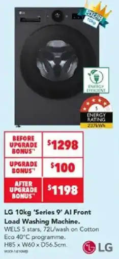 Harvey Norman LG 10kg 'Series 9' AI Front Load Washing Machine offer