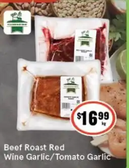 IGA Wild Oats Beef Roast Red Wine Garlic/Tomato Garlic offer