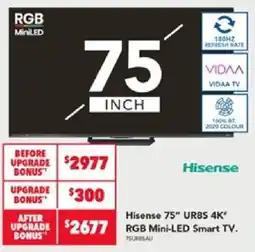 Harvey Norman Hisense 75" UR8S 4K" RGB Mini-LED Smart TV. offer