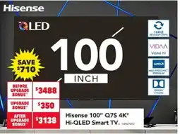 Harvey Norman Hisense 100" Q7S 4K Hi-QLED Smart TV offer