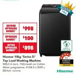 Harvey Norman Hisense 10kg 'Series 5i' Top Load Washing Machine offer