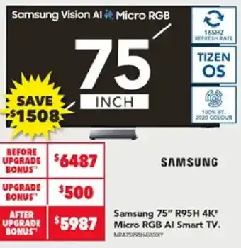 Harvey Norman Samsung 75" R95H 4K" Micro RGB AI Smart TV offer