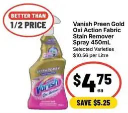 Ritchies Vanish Preen Gold Oxi Action Fabric Stain Remover Spray offer