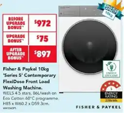 Harvey Norman Fisher & Paykel 10kg 'Series 5' Contemporary FlexiDose Front Load Washing Machine offer