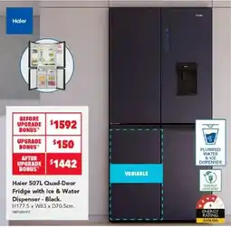 Harvey Norman Haier 507L Quad-Door Fridge with Ice & Water Dispenser - Black offer