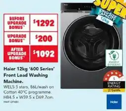 Harvey Norman Haier 12kg '600 Series' Front Load Washing Machine offer