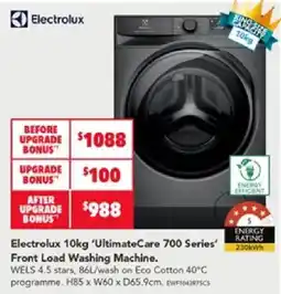 Harvey Norman Electrolux 10kg 'UltimateCare 700 Series' Front Load Washing Machine offer