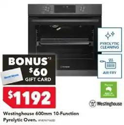 Harvey Norman Westinghouse 600mm 10-Function Pyrolytic Oven offer