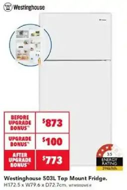 Harvey Norman Westinghouse 503L Top Mount Fridge offer