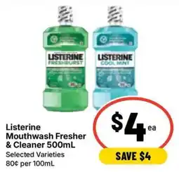 Ritchies Listerine Mouthwash Fresher & Cleaner offer