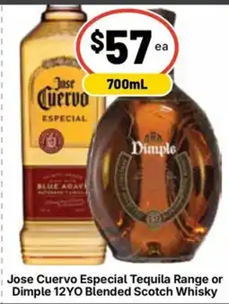 Ritchies Jose Cuervo Especial Tequila Range or Dimple 12YO Blended Scotch Whisky offer