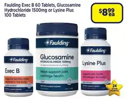 Star Discount Chemist Faulding Exec B 60 Tablets, Glucosamine Hydrochloride 1500mg or Lysine Plus 100 Tablets offer