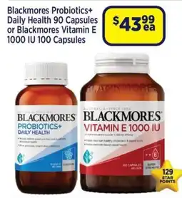 Star Discount Chemist Blackmores Probiotics+ Daily Health 90 Capsules or Blackmores Vitamin E 1000 IU 100 Capsules offer