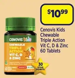 Star Discount Chemist Cenovis Kids Chewable Triple Action Vit C, D & Zinc offer