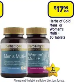 Star Discount Chemist Herbs of Gold Men's Multi + Women's Multi + offer