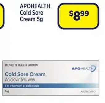 Star Discount Chemist Apohealth Cold Sore Cream offer