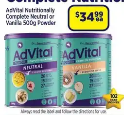 Star Discount Chemist AdVital Complete Nutrition Powder offer