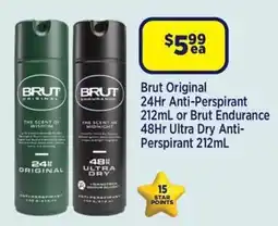 Star Discount Chemist Brut Original 24Hr Anti-Perspirant or Brut Endurance 48Hr Ultra Dry Anti-Perspirant offer
